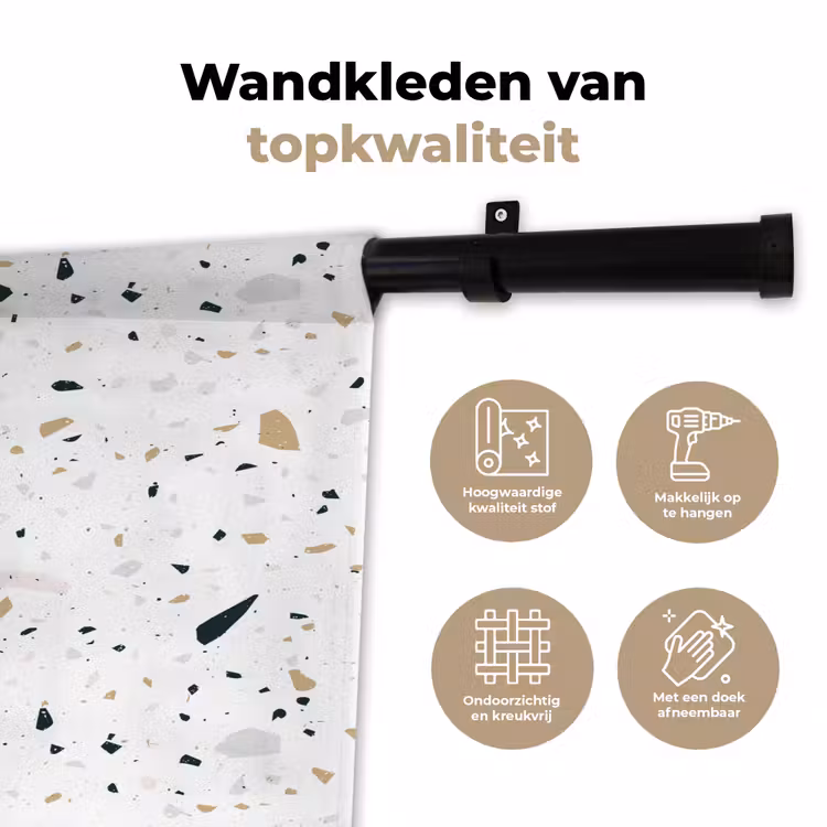 Wandkleed - Terrazzo - Patroon - Wit - Neutraal — 3