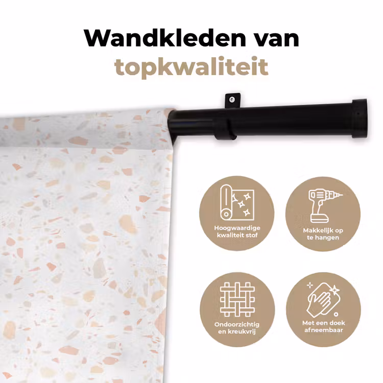 Wandkleed - Terrazzo - Patroon - Wit - Perzik — 3