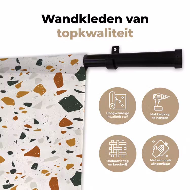 Wandkleed - Terrazzo - Patroon - Wit - Terra — 3