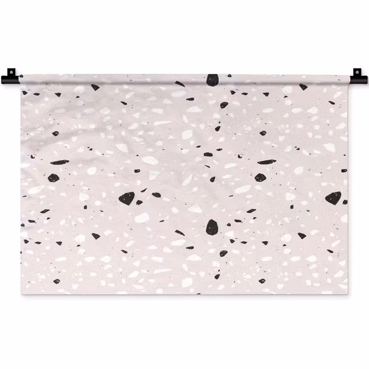 Wandkleed - Terrazzo - Patroon - Zacht - Zwart - Wit — 1