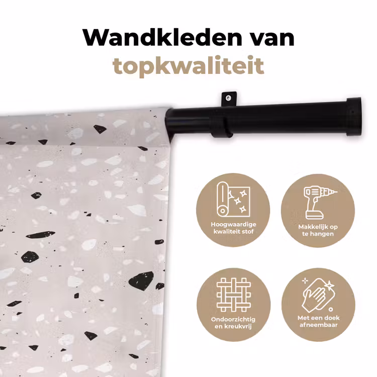 Wandkleed - Terrazzo - Patroon - Zacht - Zwart - Wit — 3
