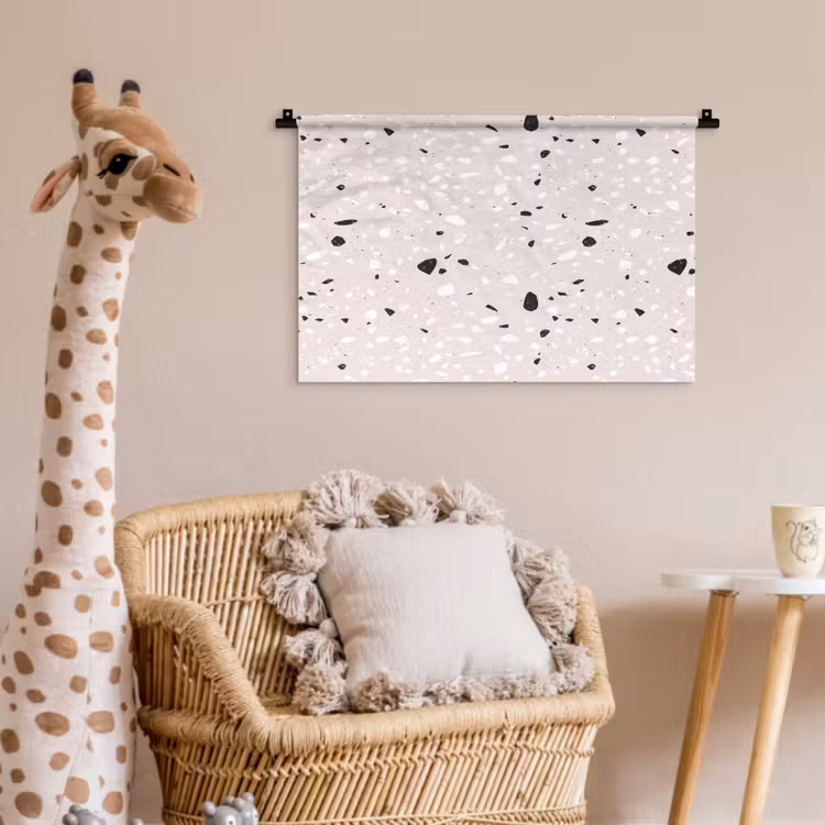 Wandkleed - Terrazzo - Patroon - Zacht - Zwart - Wit — 5