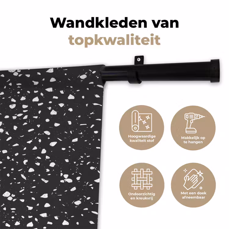 Wandkleed - Terrazzo - Patroon - Zwart - Wit — 3