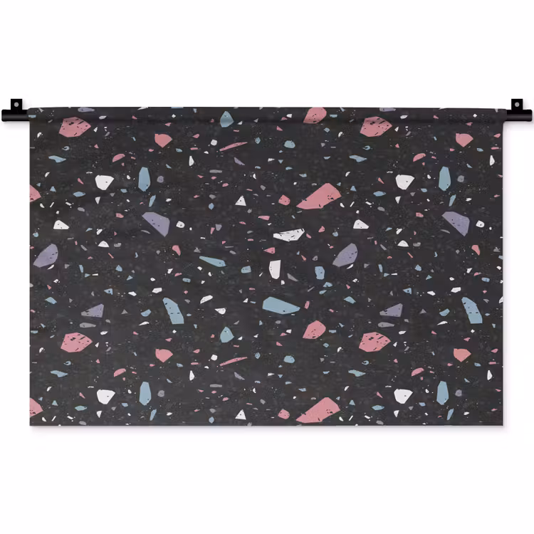 Wandkleed - Terrazzo - Patroon - Zwart - Zacht — 1