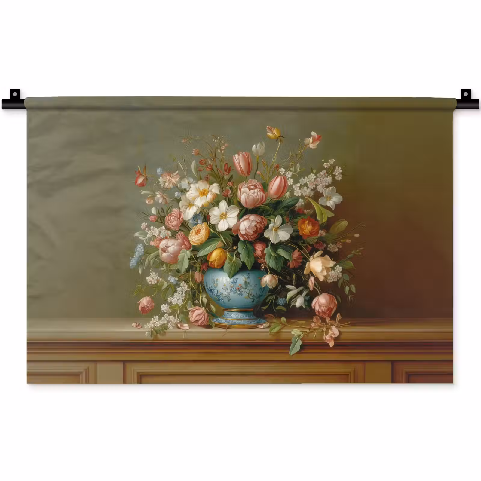 Wandkleed - Vaas - Pastel - Kleuren - Bloemen — 1