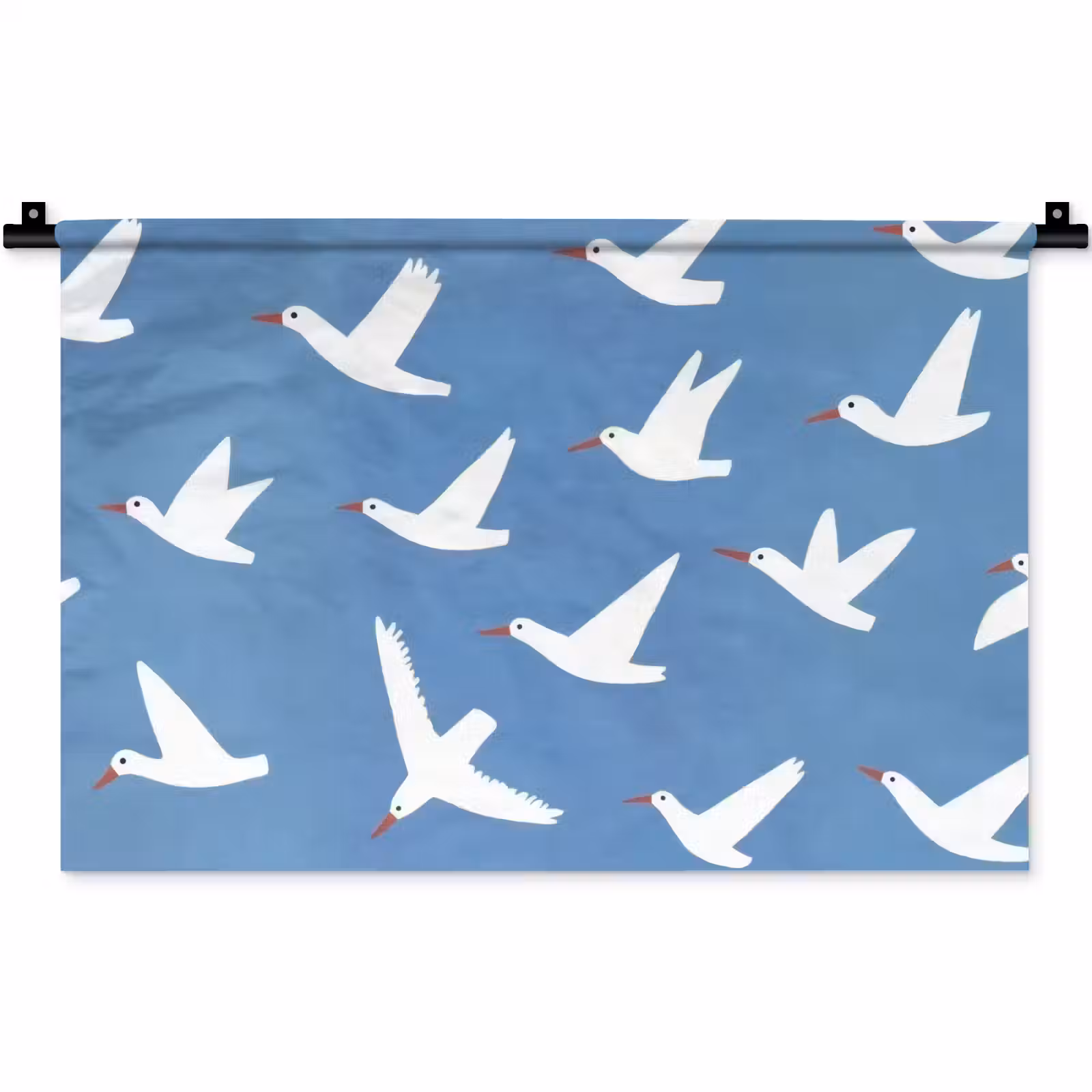 Wandkleed - Vogels - Wit - Patroon — 1