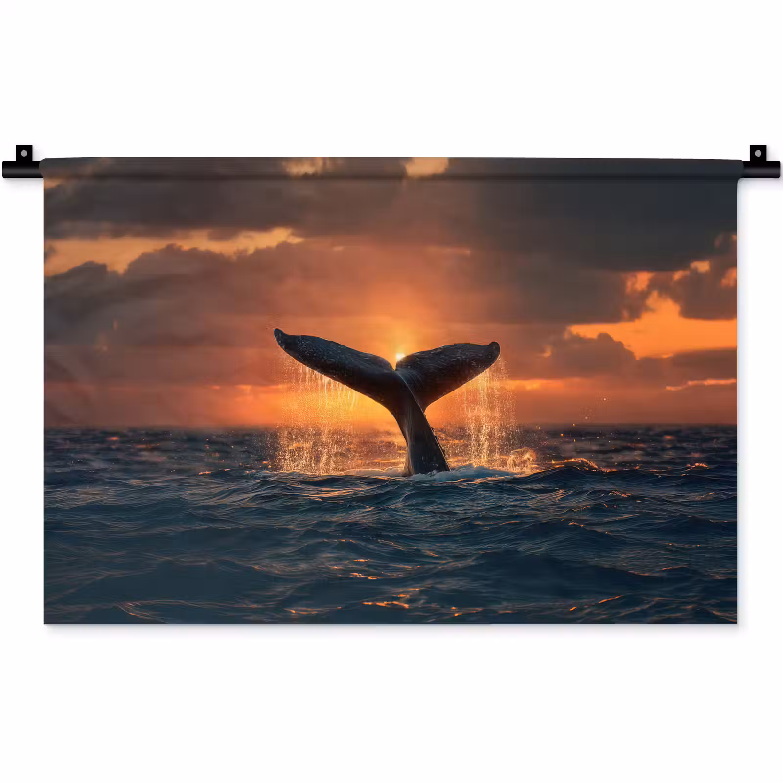Wandkleed - Walvis staart - Water - Zonsondergang — 1