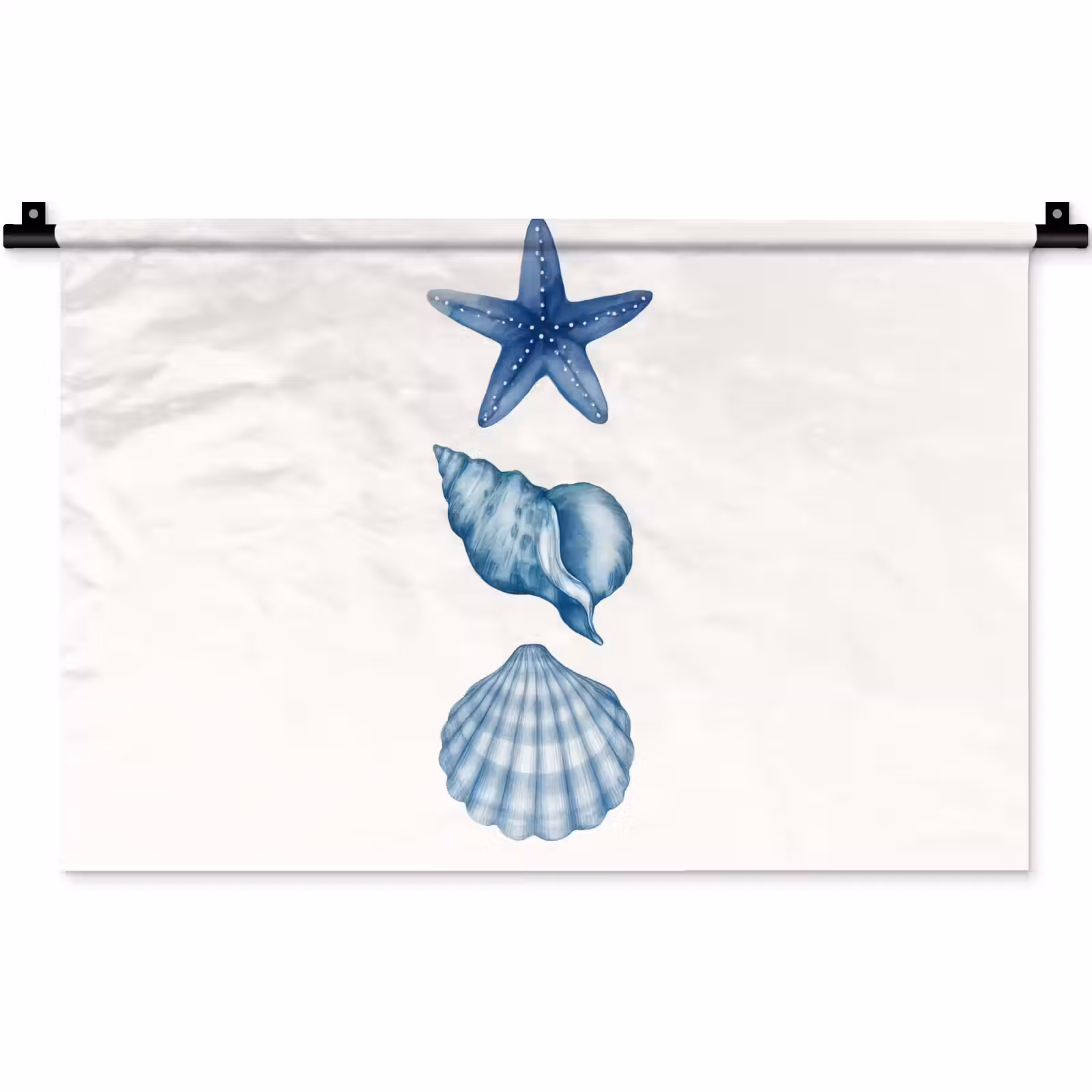 Wandkleed - Zeester - Schelpen - Blauw — 1
