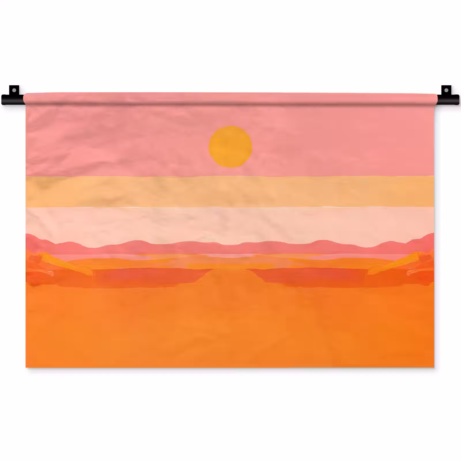 Wandkleed - Zon - Abstract - Landschap - Oranje — 1