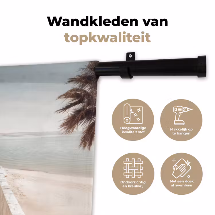 Wandkleed - Terras - Stoelen - Strand - Beige — 3