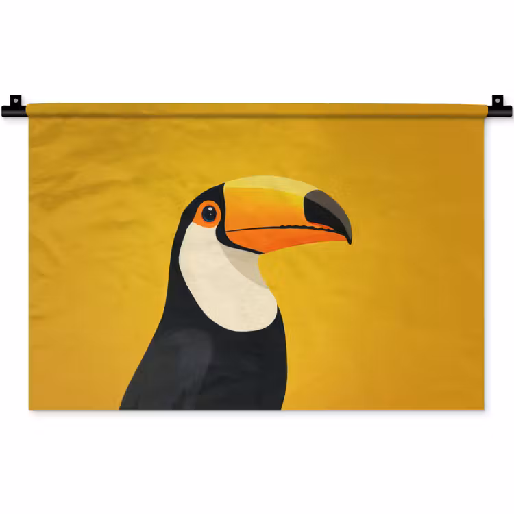 Wandkleed - Toekan - Minimalistisch - Snavel - Oranje — 1