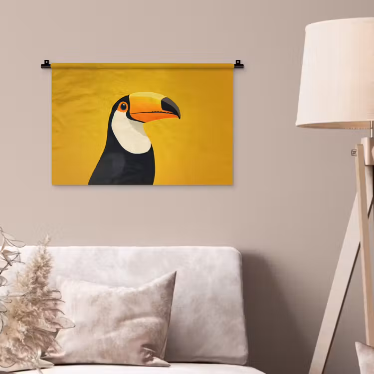 Wandkleed - Toekan - Minimalistisch - Snavel - Oranje — 2