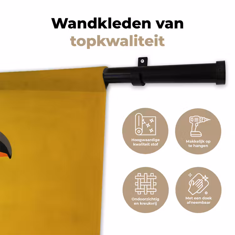 Wandkleed - Toekan - Minimalistisch - Snavel - Oranje — 3