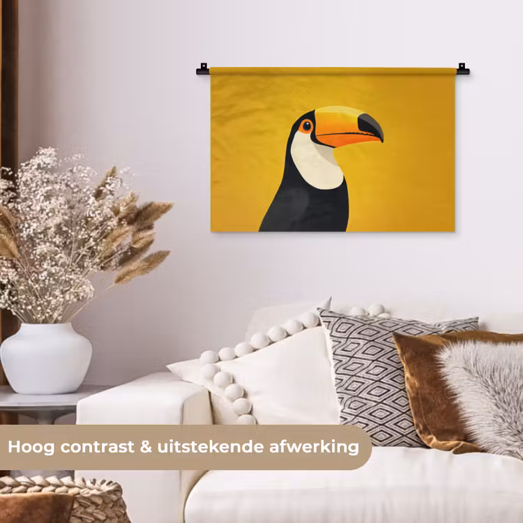 Wandkleed - Toekan - Minimalistisch - Snavel - Oranje — 4