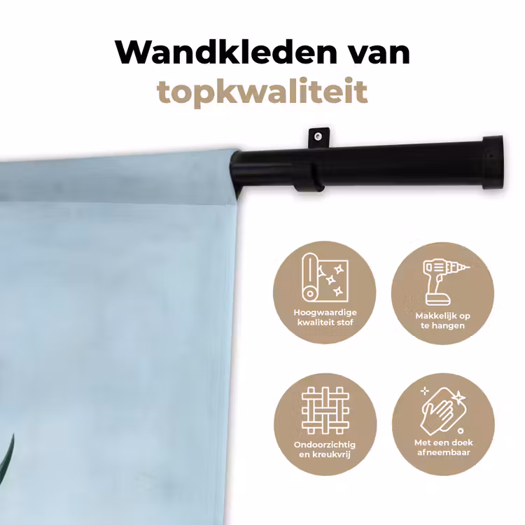 Wandkleed - Tulpen - Blauw - Bladeren — 3