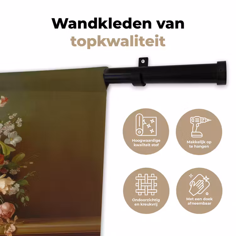 Wandkleed - Vaas - Pastel - Kleuren - Bloemen — 3