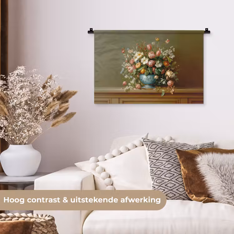 Wandkleed - Vaas - Pastel - Kleuren - Bloemen — 4