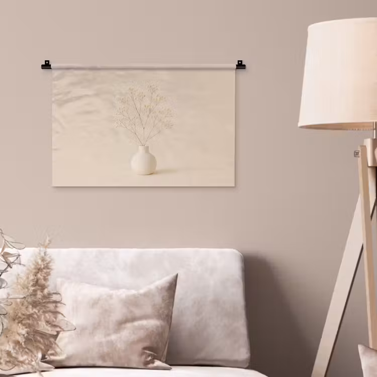 Wandkleed - Vaas - Takken - Bloemetjes - Wit — 2
