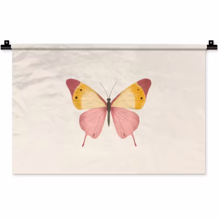 Wandkleed - Vlinder - Illustratie - Roze — 1