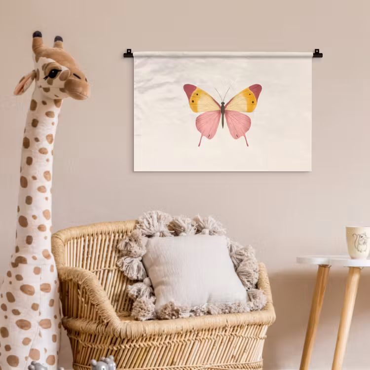 Wandkleed - Vlinder - Illustratie - Roze — 5
