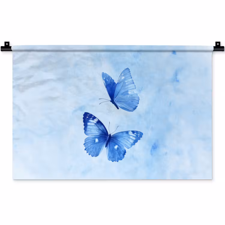 Wandkleed - Vlinders - Sierlijk - Blauw — 1