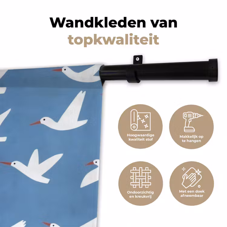 Wandkleed - Vogels - Wit - Patroon — 3