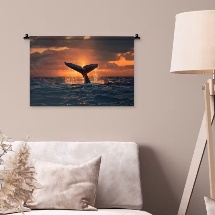 Wandkleed - Walvis staart - Water - Zonsondergang — 2