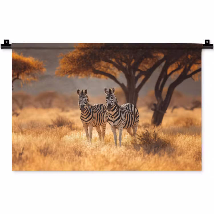Wandkleed - Zebra's - Savannelandschap - Gras — 1