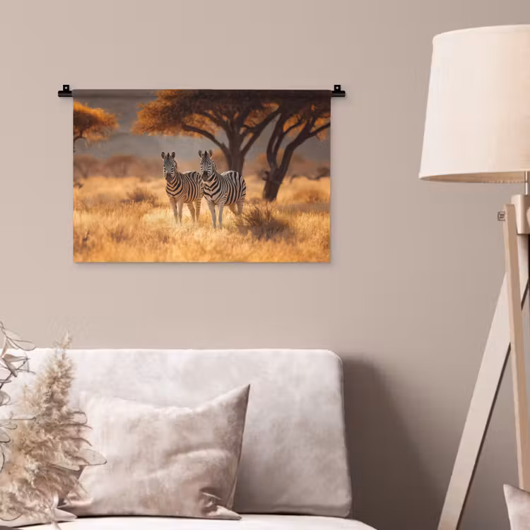 Wandkleed - Zebra's - Savannelandschap - Gras — 2