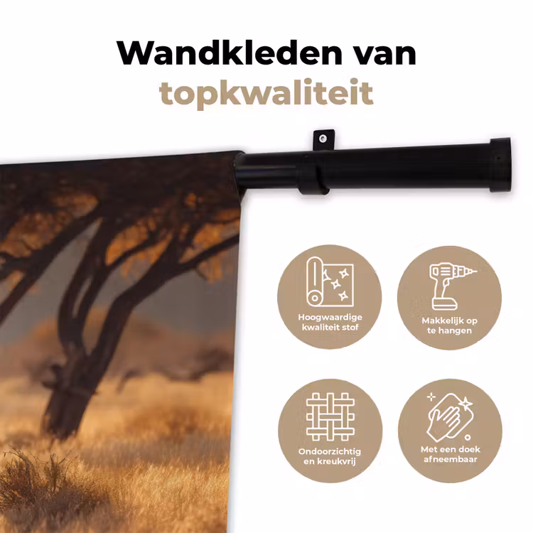 Wandkleed - Zebra's - Savannelandschap - Gras — 3