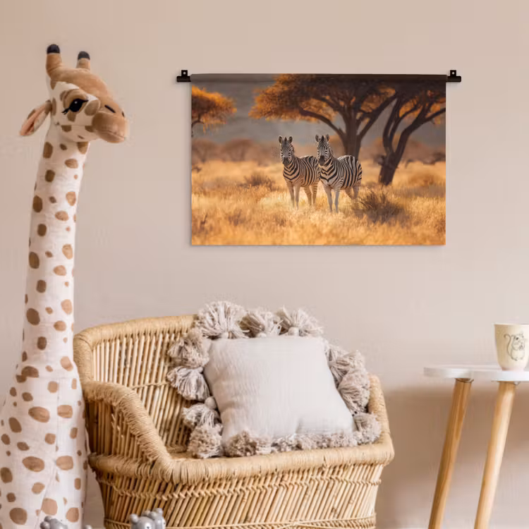 Wandkleed - Zebra's - Savannelandschap - Gras — 5