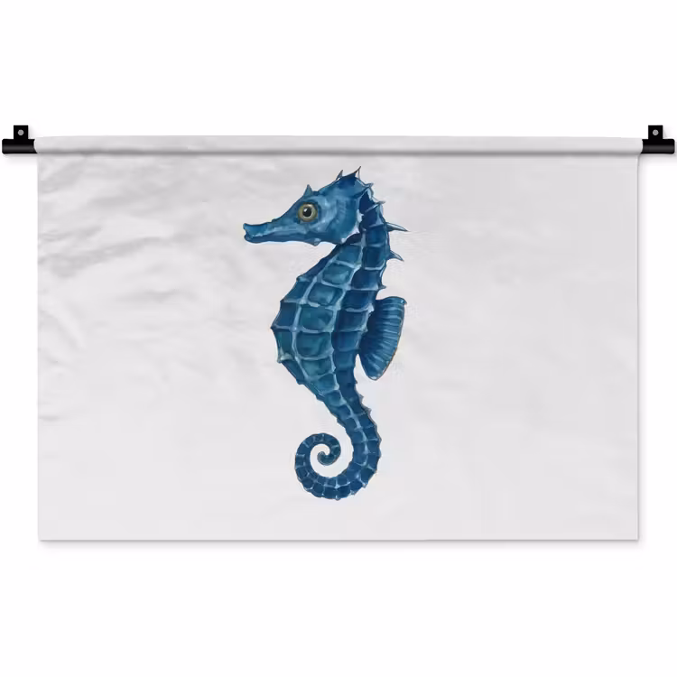 Wandkleed - Zeepaardje - Staart - Blauw — 1