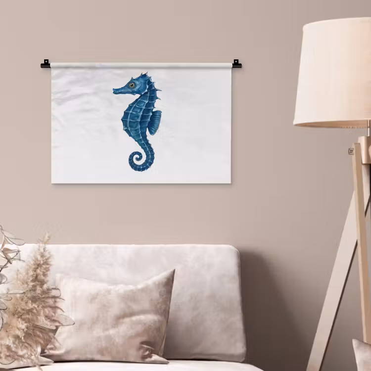 Wandkleed - Zeepaardje - Staart - Blauw — 2