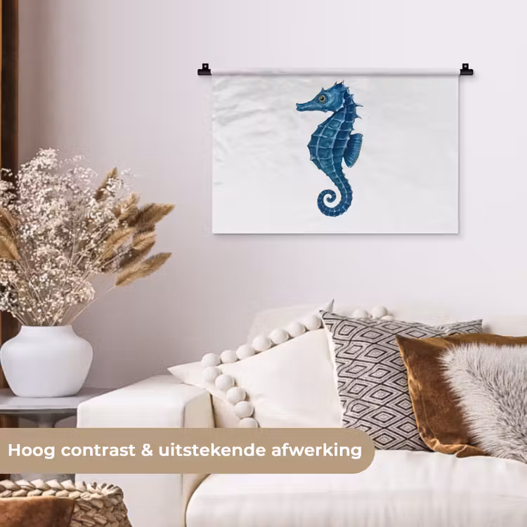 Wandkleed - Zeepaardje - Staart - Blauw — 4