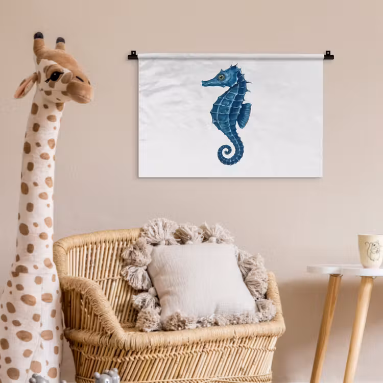 Wandkleed - Zeepaardje - Staart - Blauw — 5