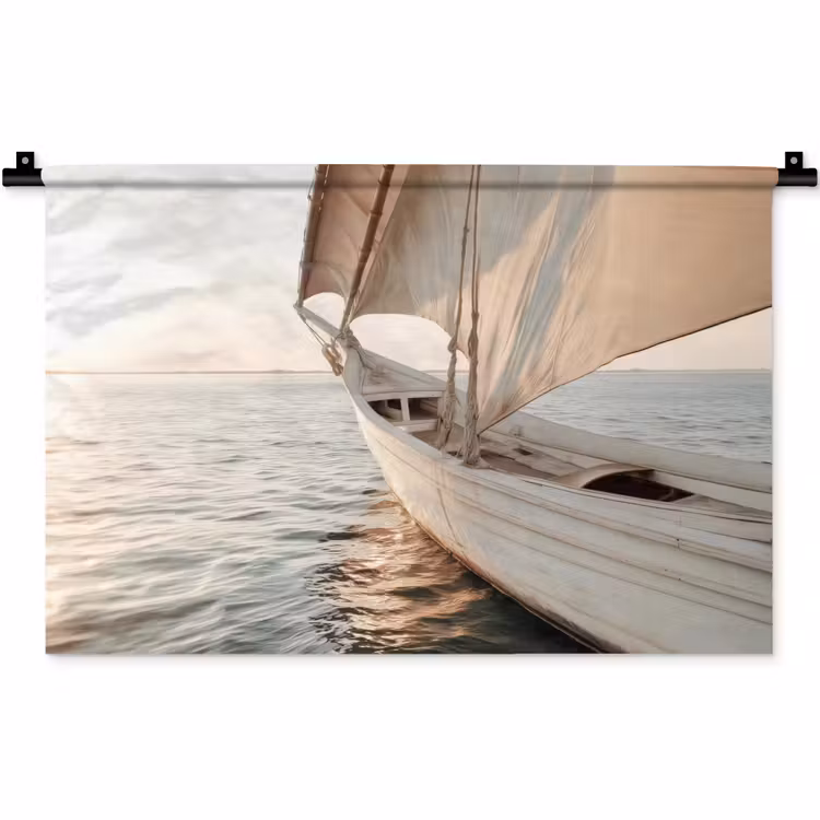 Wandkleed - Zeilboot - Zee - Beige - Zon — 1