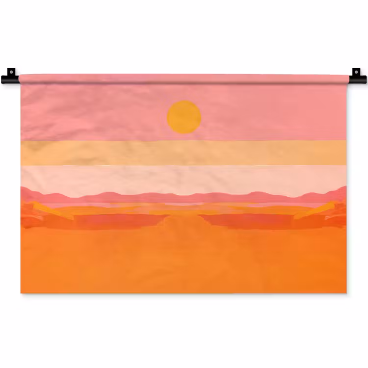 Wandkleed - Zon - Abstract - Landschap - Oranje — 1