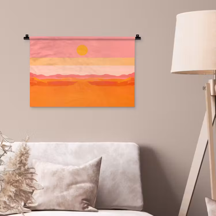 Wandkleed - Zon - Abstract - Landschap - Oranje — 2