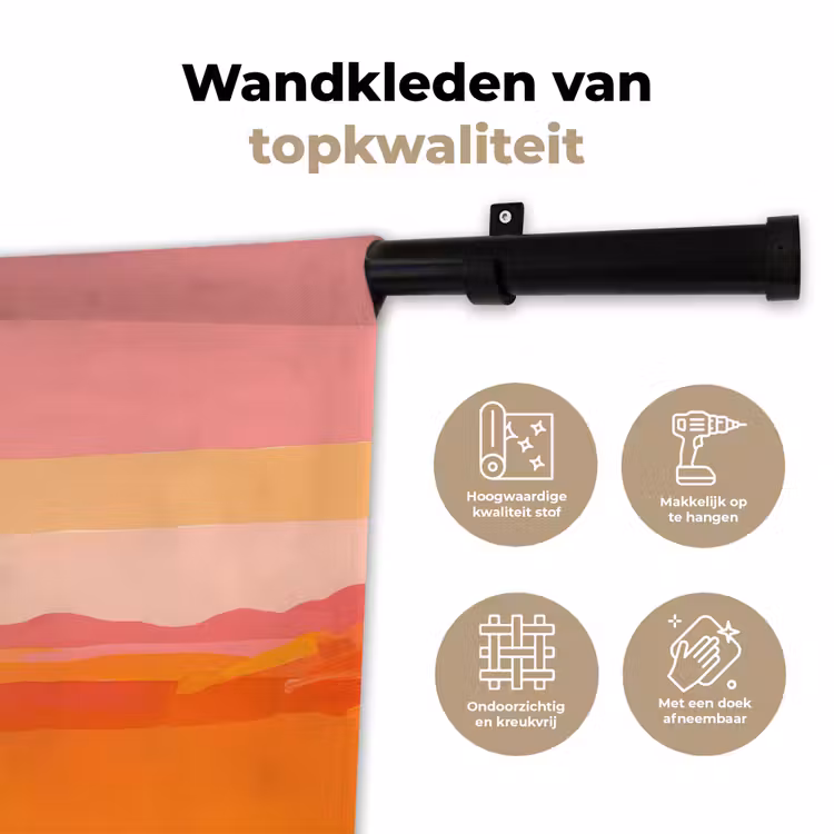 Wandkleed - Zon - Abstract - Landschap - Oranje — 3