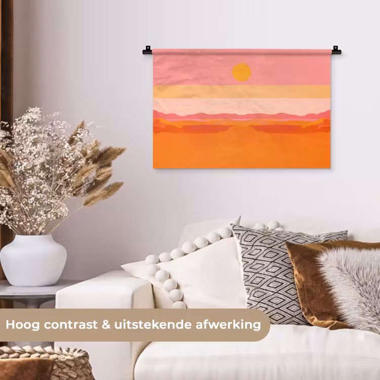 Wandkleed - Zon - Abstract - Landschap - Oranje — 4