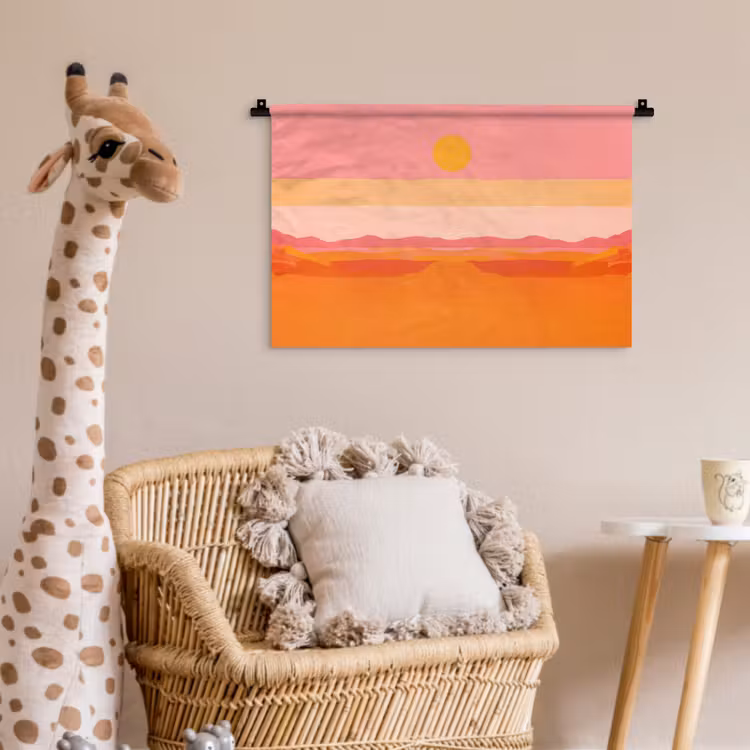 Wandkleed - Zon - Abstract - Landschap - Oranje — 5
