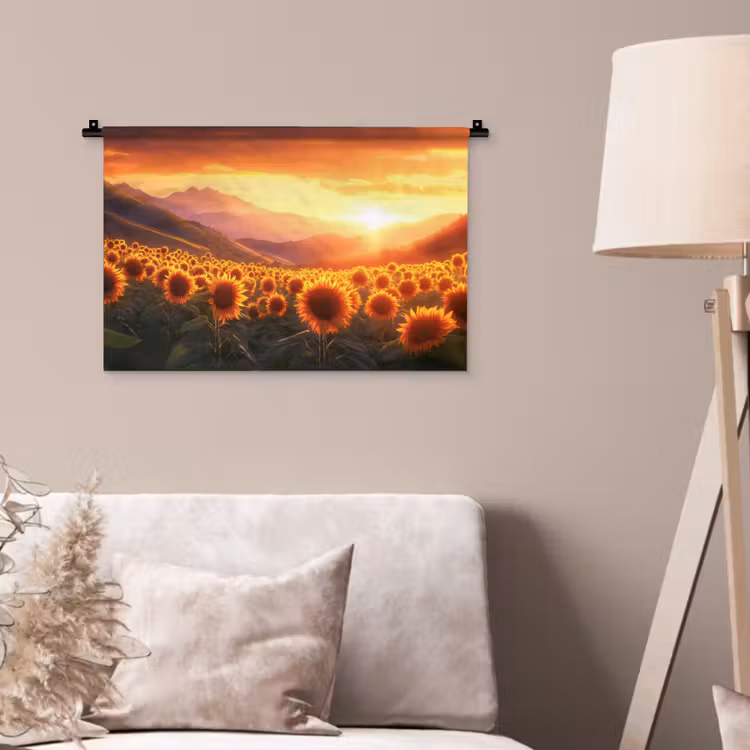 Wandkleed - Zonnebloemen - Zonsondergang - Landschap — 2