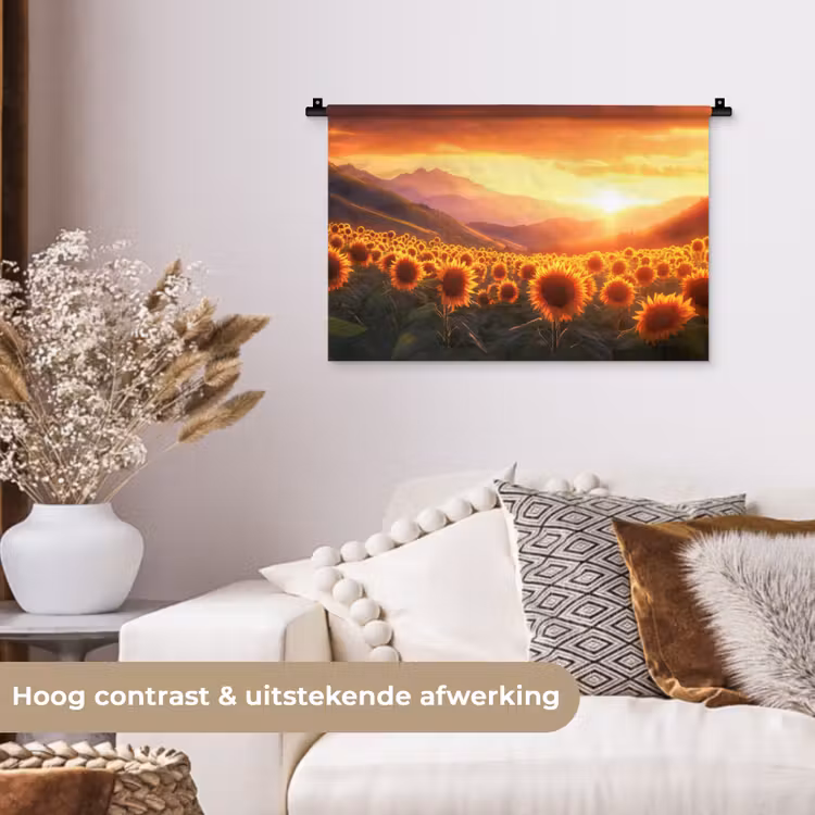 Wandkleed - Zonnebloemen - Zonsondergang - Landschap — 4