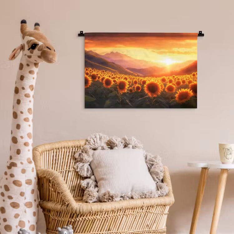 Wandkleed - Zonnebloemen - Zonsondergang - Landschap — 5