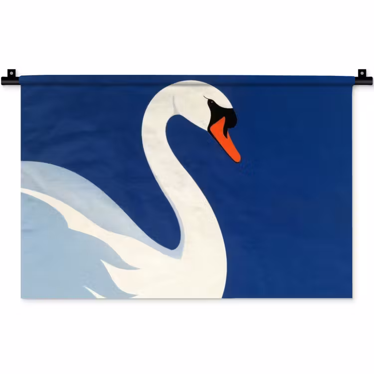 Wandkleed - Zwaan - Wit - Snavel - Illustratie — 1