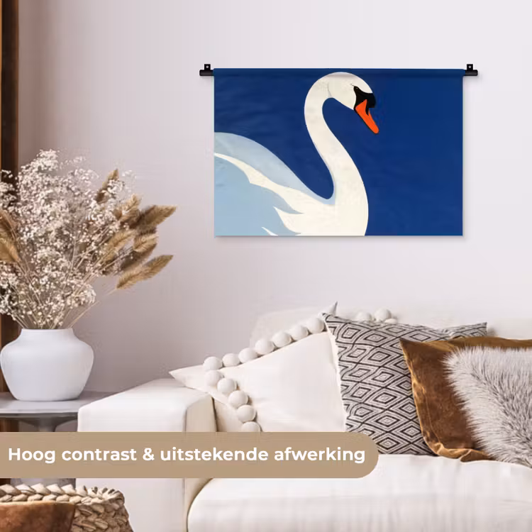 Wandkleed - Zwaan - Wit - Snavel - Illustratie — 4