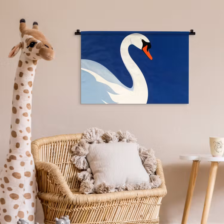 Wandkleed - Zwaan - Wit - Snavel - Illustratie — 5