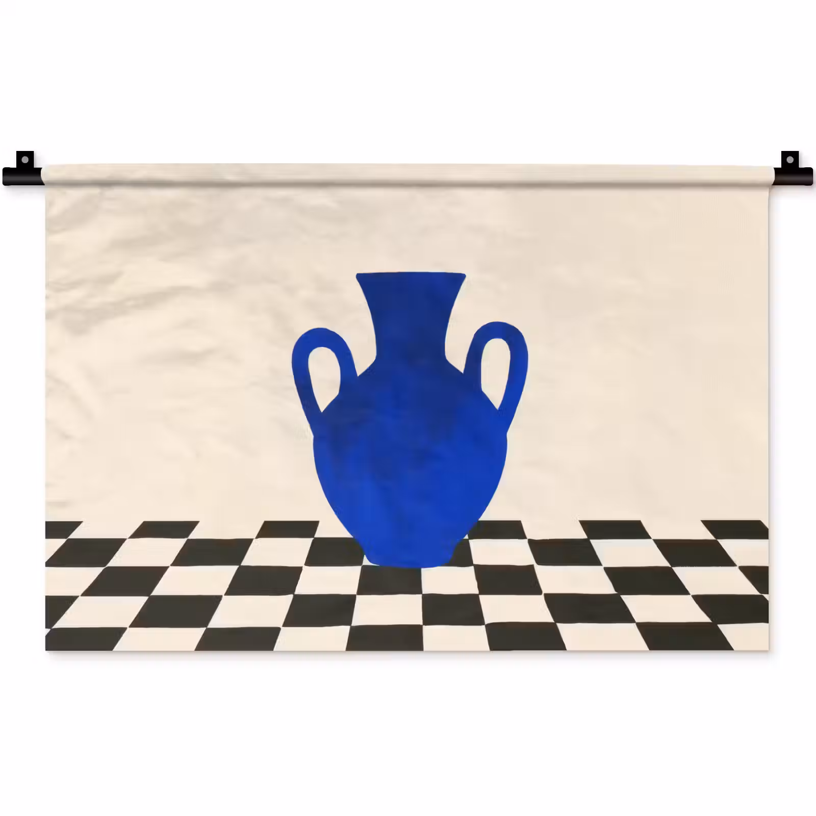 Wandkleed - Vaas - Blauw - Geblokt - Modern — 1