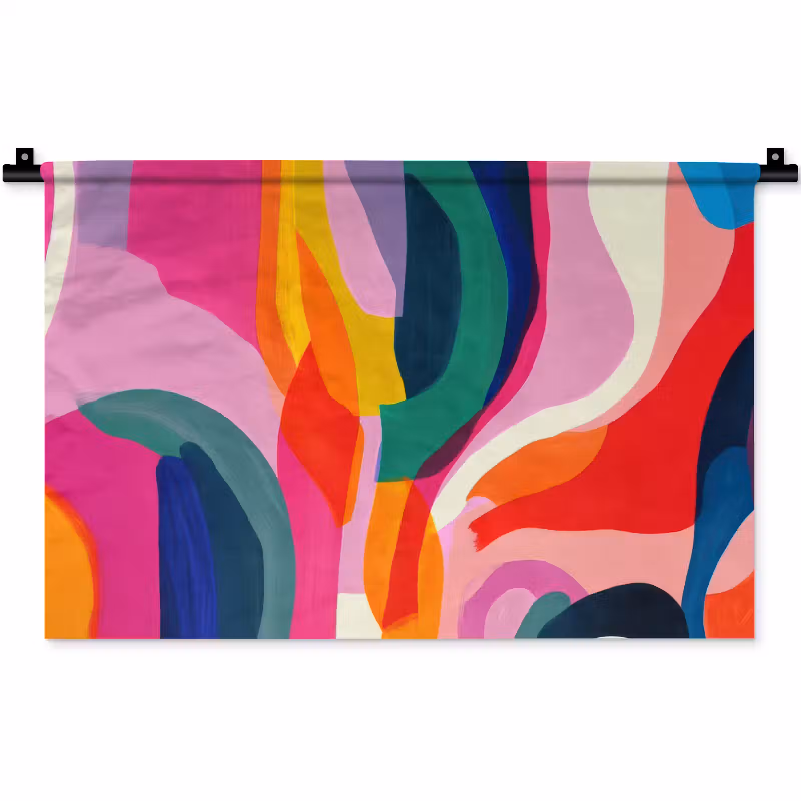 Wandkleed - Vormen - Golvend - Abstract - Felroze — 1
