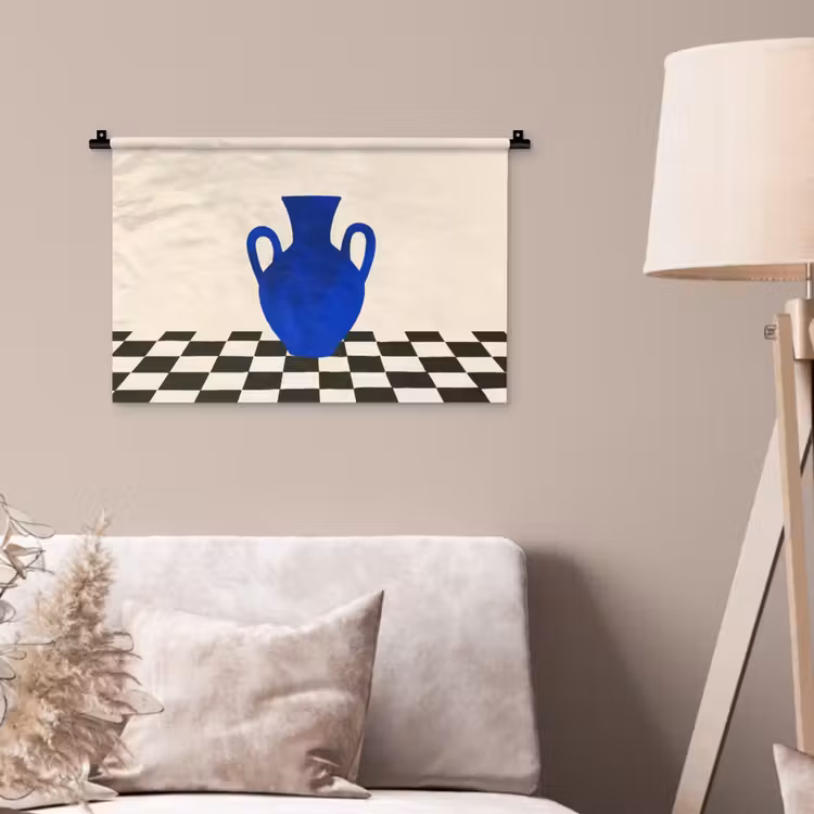 Wandkleed - Vaas - Blauw - Geblokt - Modern — 2